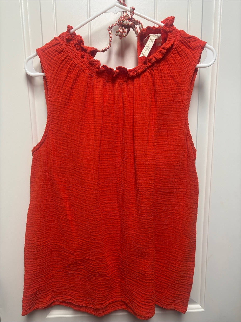 Matilda Jane Ruffled Neck Sleeveless blouse in Bright orange size M